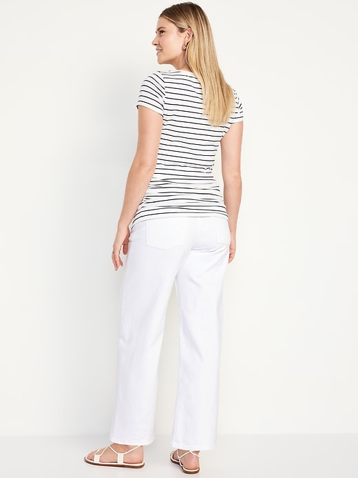 Image number 3 showing, Maternity Full-Panel Wide Leg Jeans