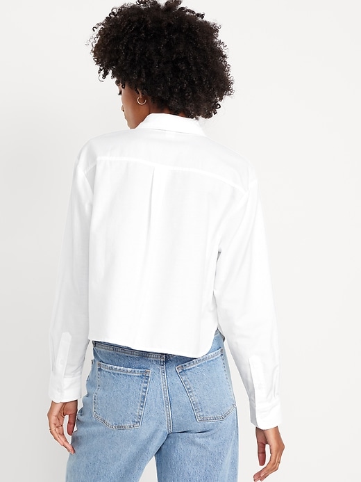 Image number 2 showing, Button-Down Oxford Crop Shirt