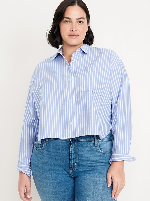 Image number 7 showing, Button-Down Oxford Crop Shirt