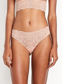 Image number 1 showing, Mid-Rise Lace Bikini Underwear