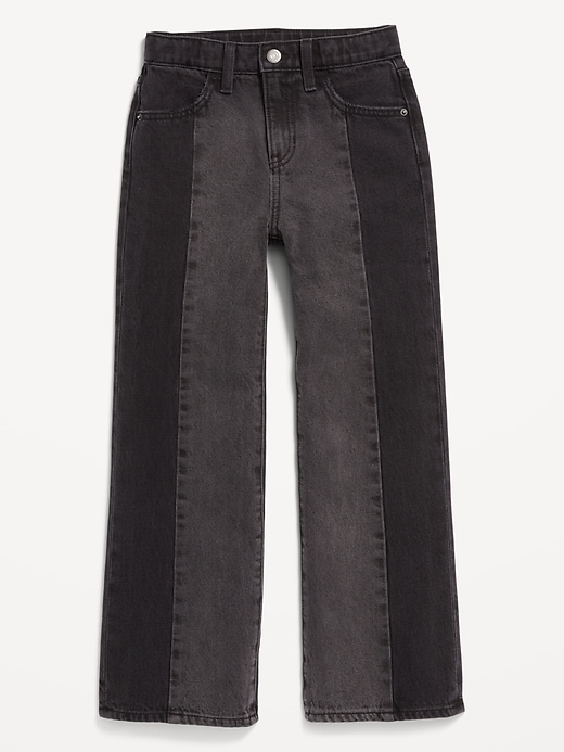 Image number 4 showing, High-Waisted Baggy Two-Tone Wide-Leg Jeans for Girls