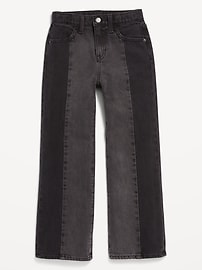 View large product image 4 of 5. High-Waisted Baggy Two-Tone Wide-Leg Jeans for Girls