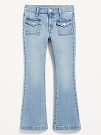 View large product image 4 of 5. High-Waisted Utility Pocket Flare Jeans for Girls