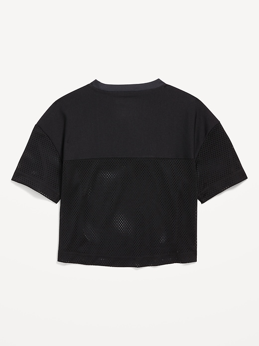 Image number 4 showing, Cropped Short-Sleeve Mesh Top for Girls