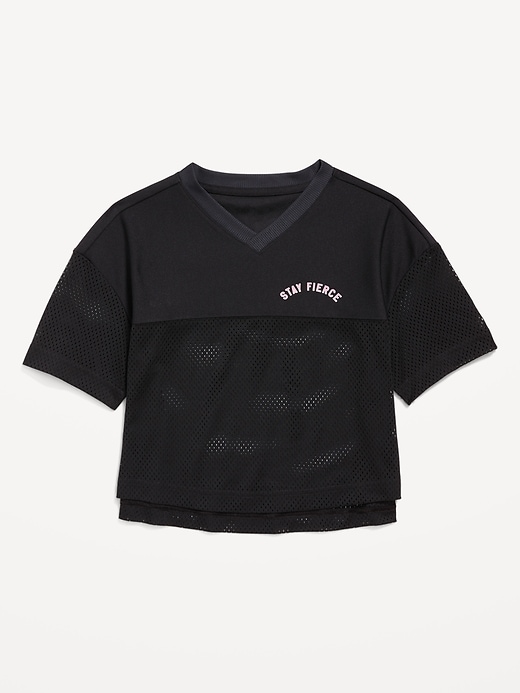 Image number 3 showing, Cropped Short-Sleeve Mesh Top for Girls