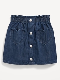 View large product image 3 of 3. Button-Front Heart-Pocket Jean Skirt for Toddler Girls