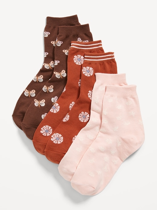 View large product image 1 of 1. Novelty Quarter Crew Socks 3-Pack