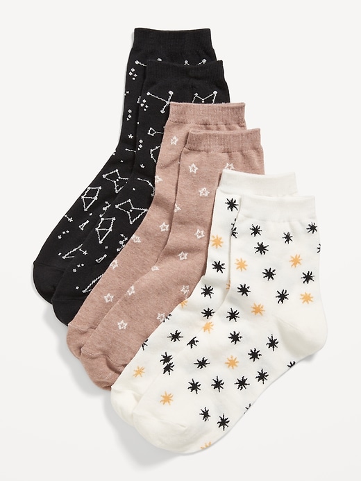 View large product image 1 of 1. Novelty Quarter Crew Socks 3-Pack