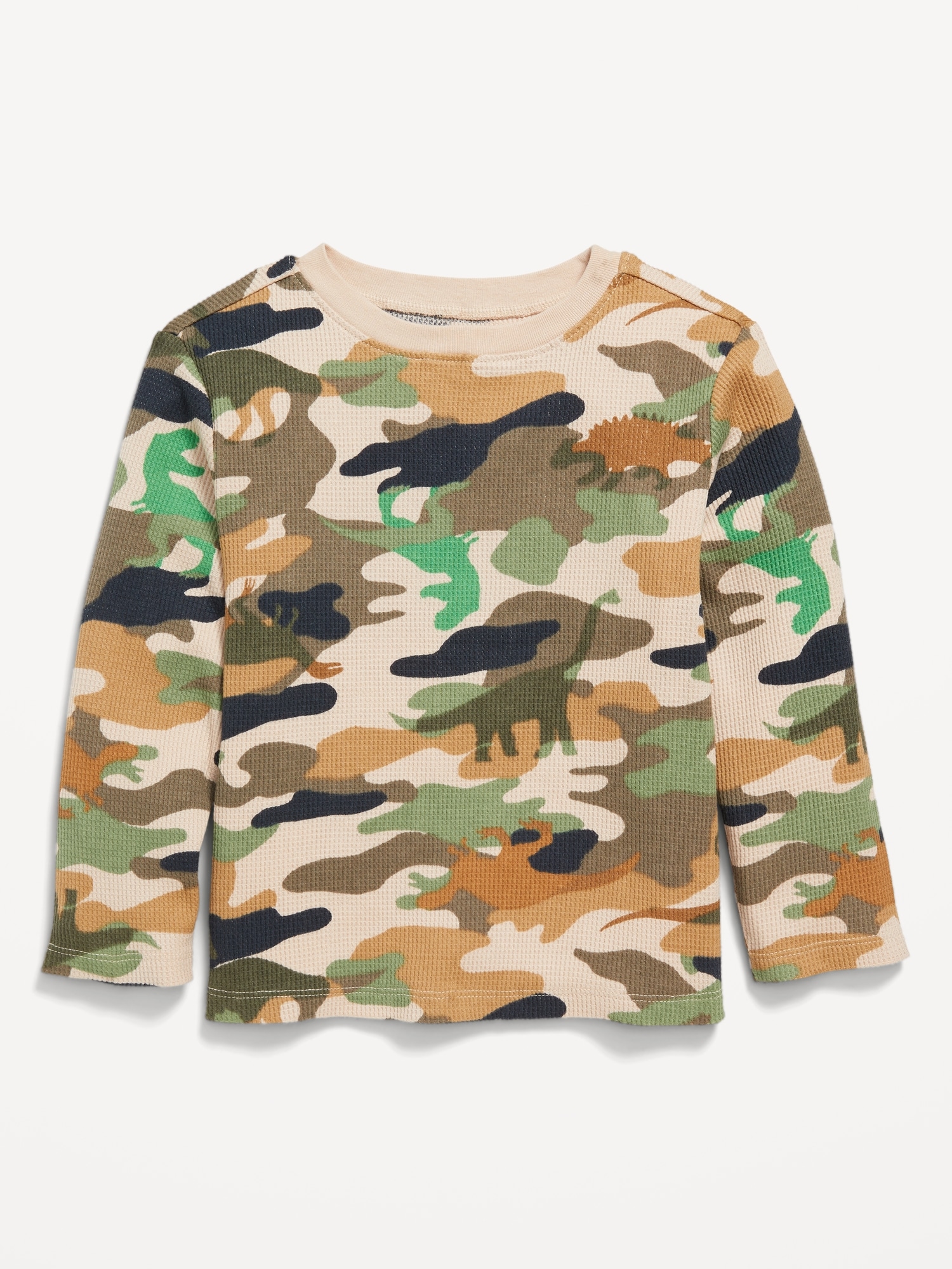 Printed Long-Sleeve Thermal-Knit T-Shirt for Toddler Boys