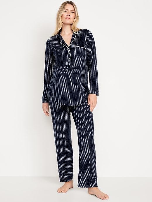 Image number 1 showing, Maternity Knit Pajama Set