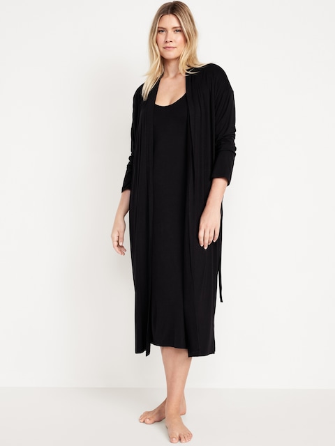 Maternity Robe and Nursing Nightgown Set - Black Jack