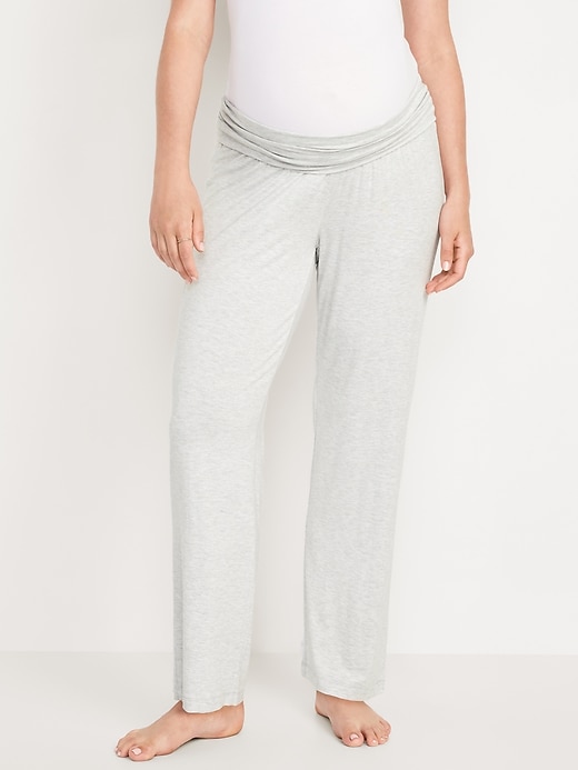 Image number 1 showing, Maternity Rollover Waist Pajama Pants