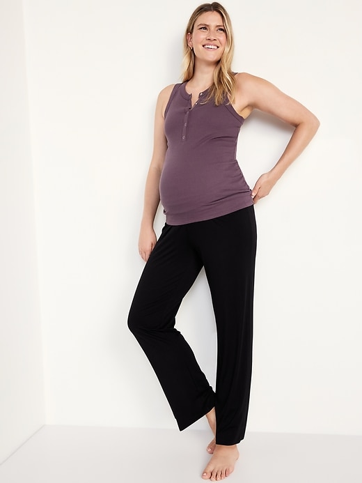 Image number 3 showing, Maternity Rollover Waist Pajama Pants