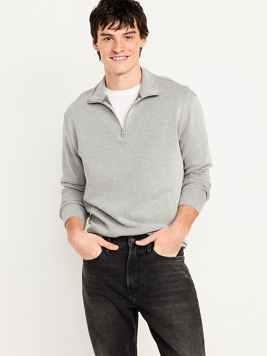 Image number 1 showing, French Rib Quarter-Zip Sweater