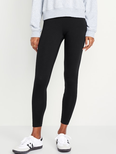 Mid-Rise Jersey Fashion Layering Leggings - Black Jack
