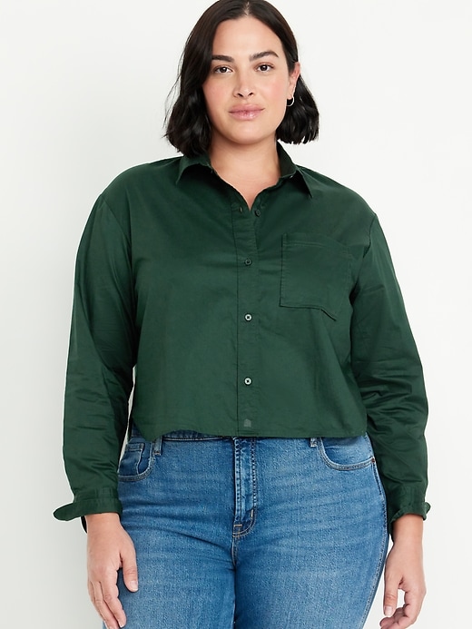 Image number 7 showing, Button-Down Crop Shirt