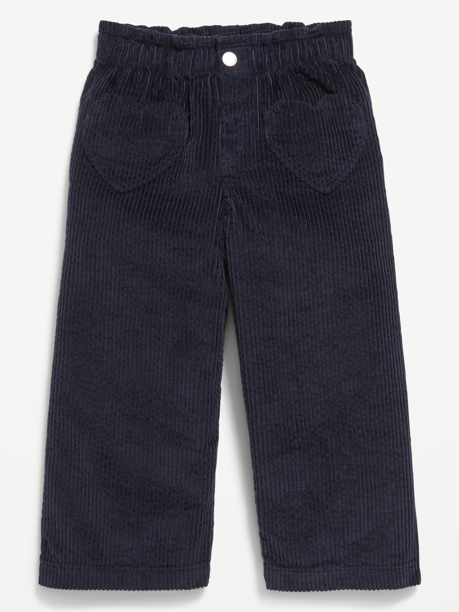 High-Waisted Heart-Pocket Wide-Leg Corduroy Pants for Toddler Girls