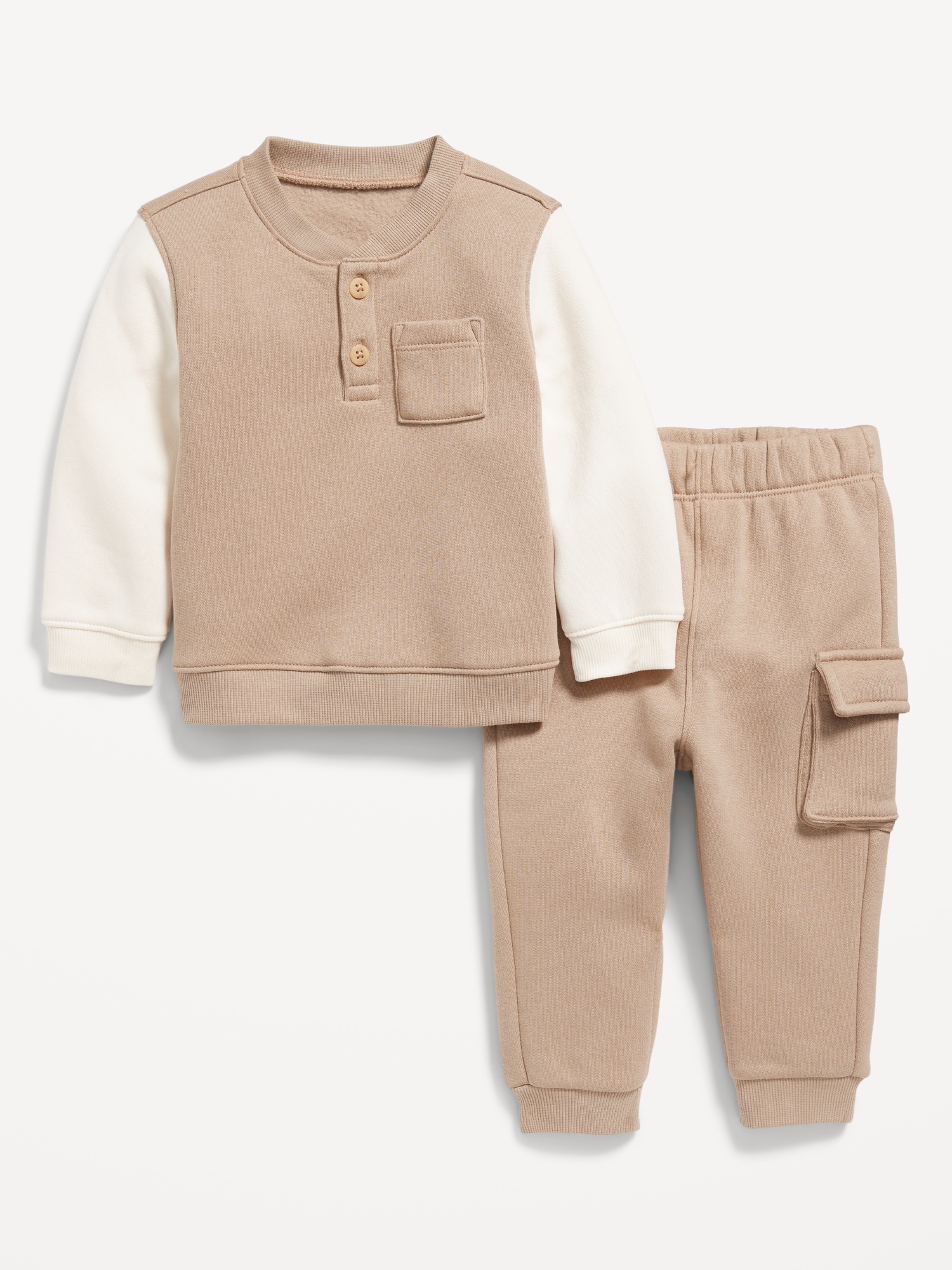 Henley Sweatshirt and Cargo Sweatpants Set for Baby