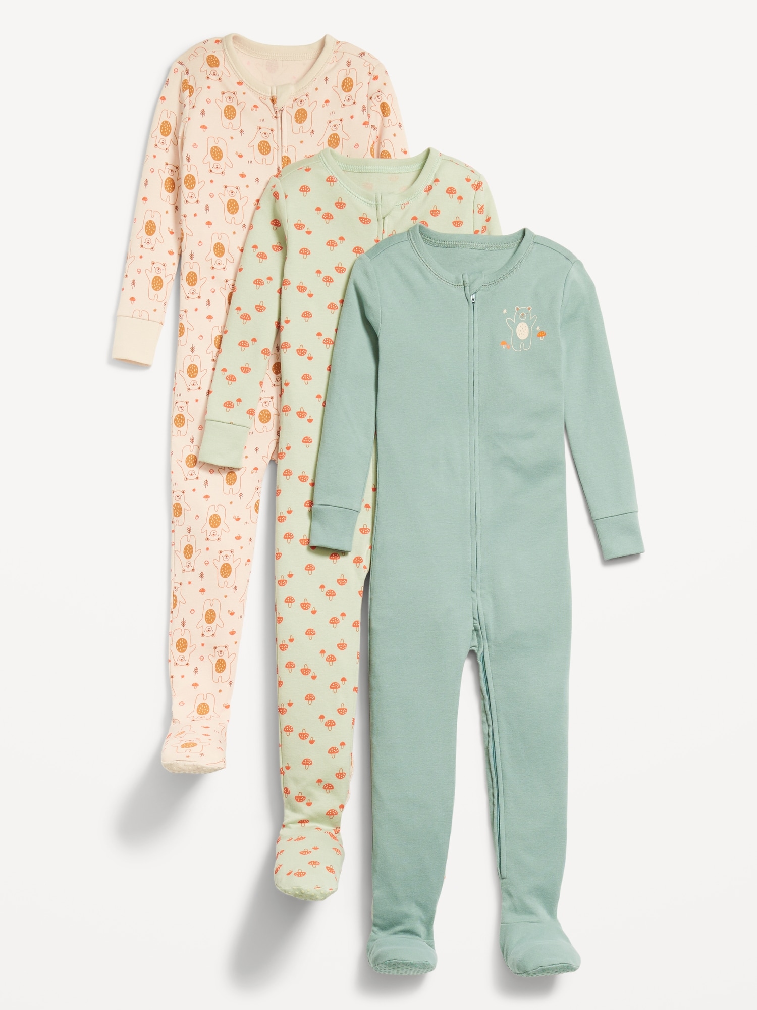 Snug-Fit 2-Way-Zip Pajama One-Piece 3-Pack for Toddler & Baby | Old Navy