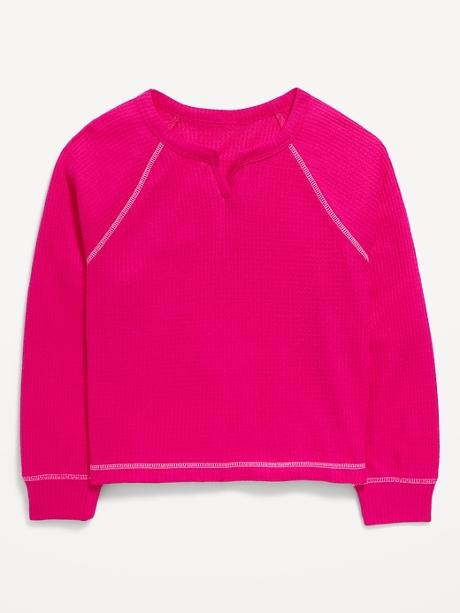 View large product image 2 of 3. Long Raglan-Sleeve Thermal-Knit Top for Girls