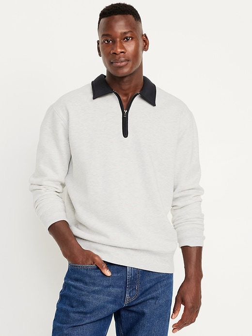 Image number 1 showing, Quarter-Zip Fleece Polo Sweater