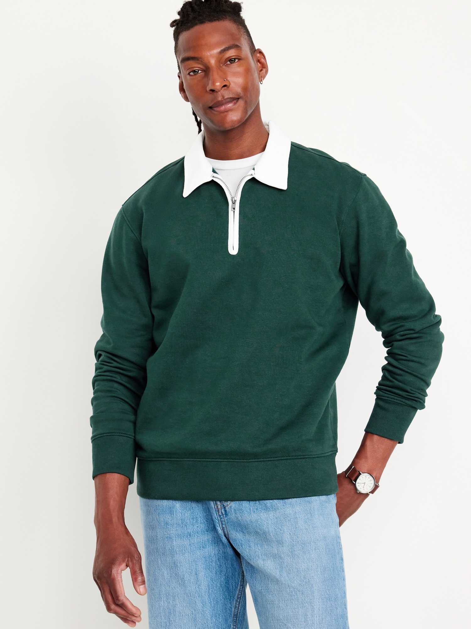 Quarter-Zip Fleece Polo Sweater | Old Navy