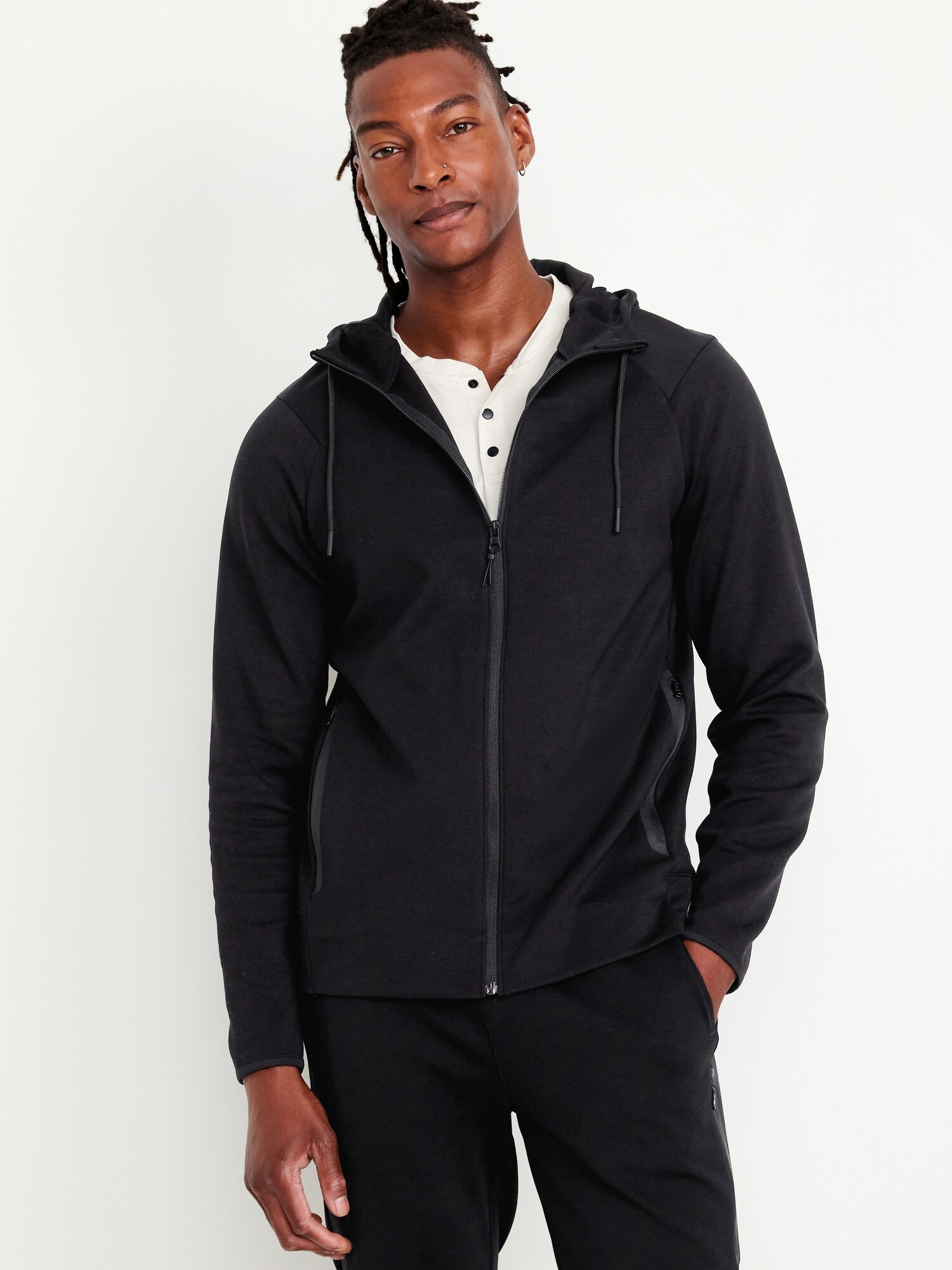 Мужское худи Old Navy Dynamic Fleece 4.0 Zip, цвет: Чёрный