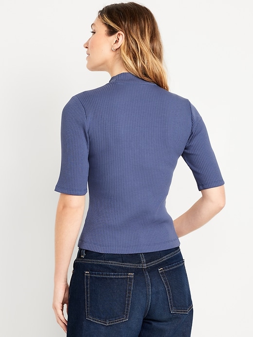 Image number 2 showing, Ribbed Mock-Neck Top