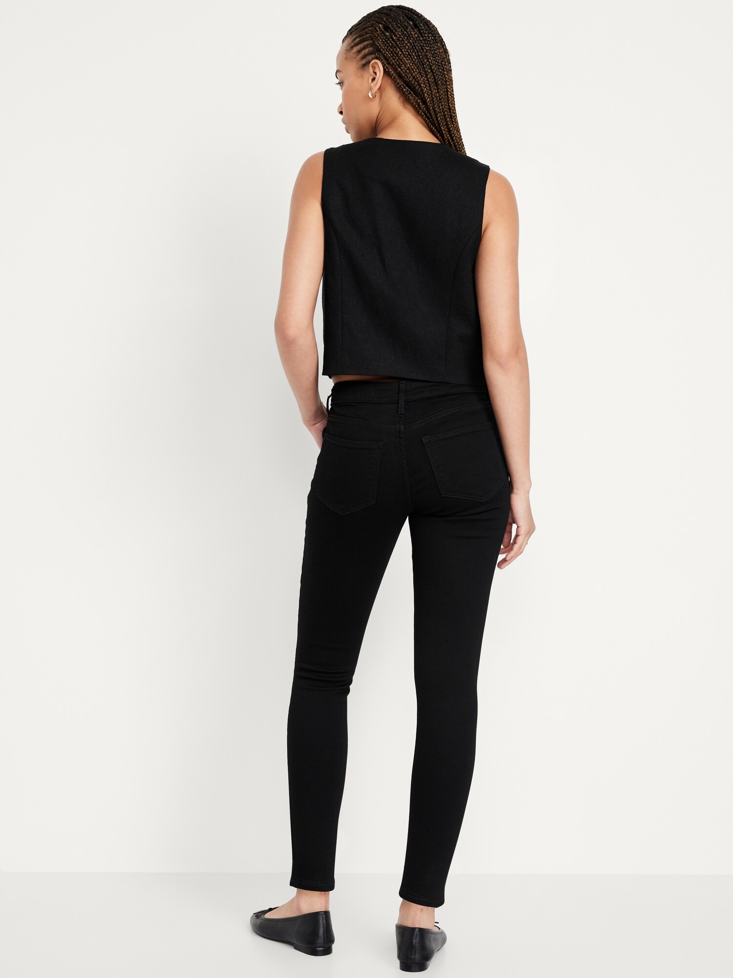 Женские джинсы Old Navy Mid-Rise Rockstar Super-Skinny, цвет: Чёрный варёный — фото 3
