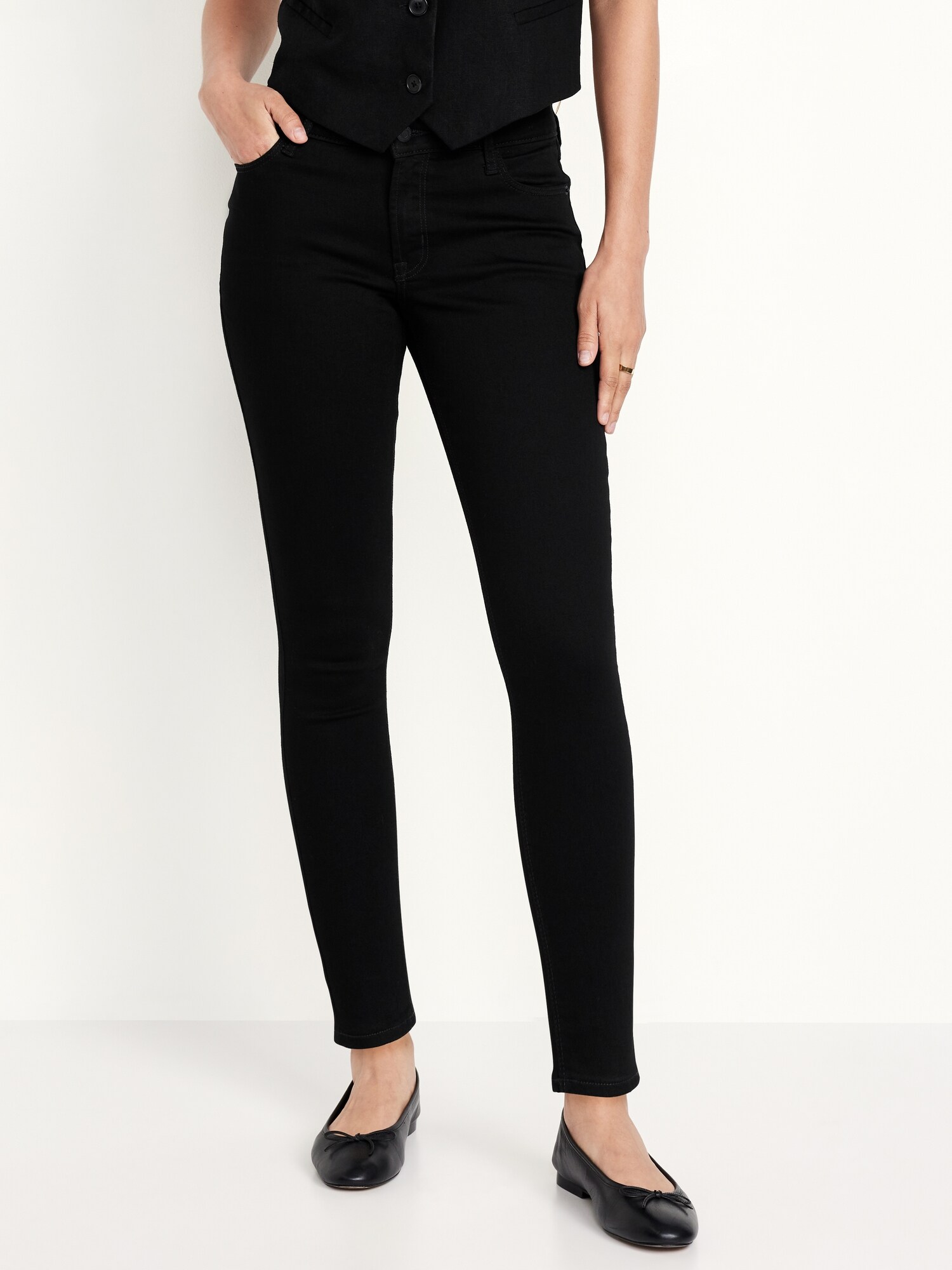 Женские джинсы Old Navy Mid-Rise Rockstar Super-Skinny, цвет: Чёрный варёный — фото 2
