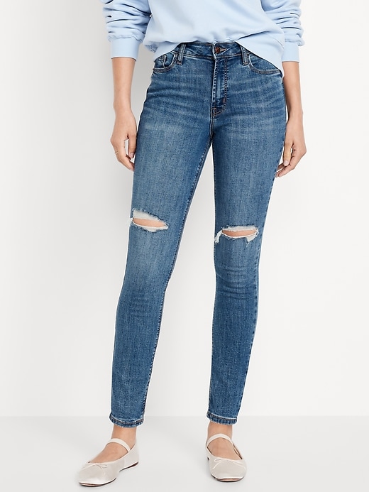 Image number 2 showing, High-Waisted Rockstar Super-Skinny Ripped Jeans for Women