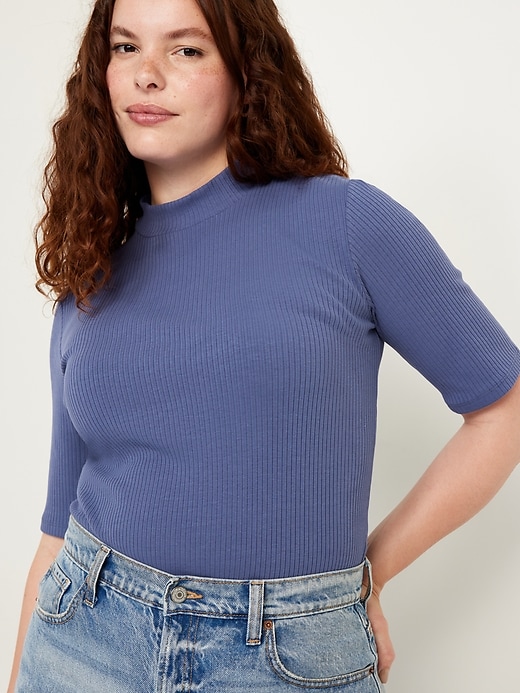 Image number 3 showing, Ribbed Mock-Neck Top