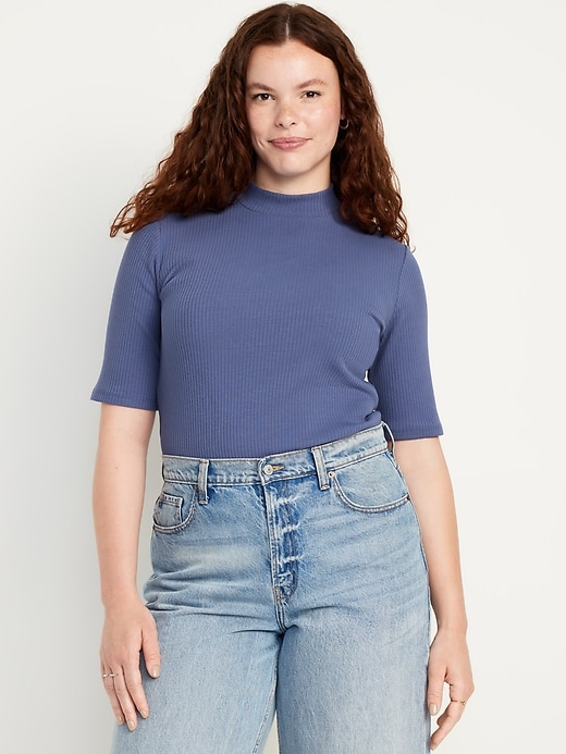 Image number 5 showing, Ribbed Mock-Neck Top