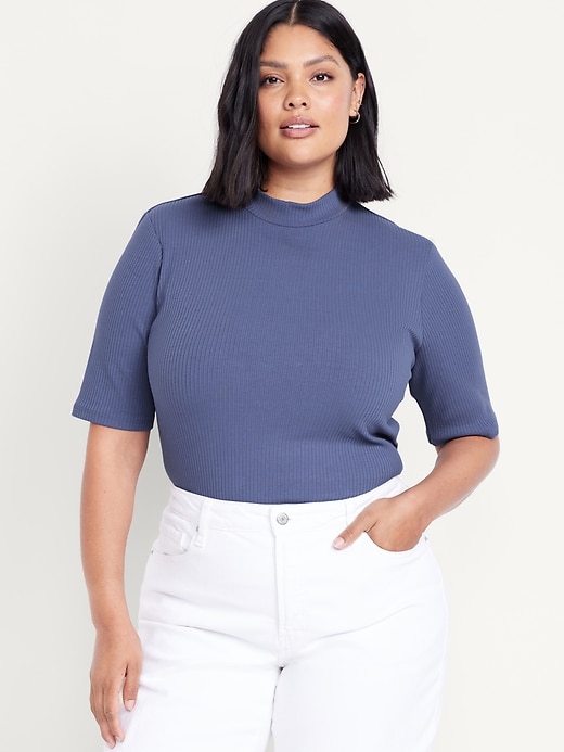 Image number 7 showing, Ribbed Mock-Neck Top