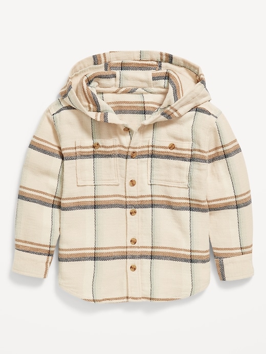 View large product image 1 of 3. Long-Sleeve Hooded Flannel Shirt for Toddler Boys