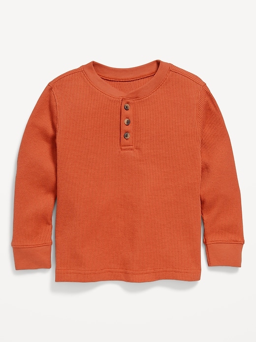 View large product image 1 of 1. Long-Sleeve Thermal-Knit Henley T-Shirt for Toddler Boys