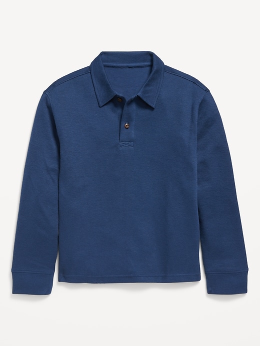 View large product image 2 of 3. Long-Sleeve French Rib Polo Shirt for Boys