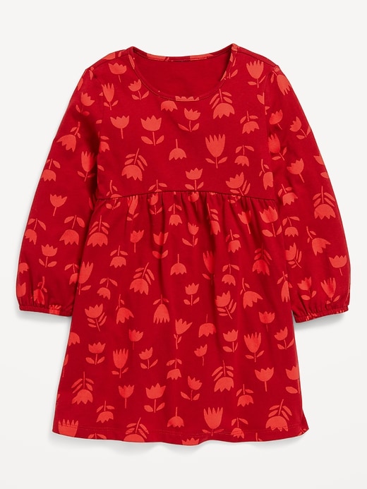 View large product image 1 of 1. Printed Jersey-Knit Long-Sleeve Dress for Toddler Girls