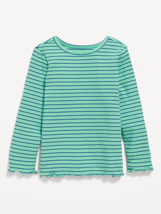 View large product image 1 of 2. Printed Long-Sleeve Lettuce-Edge T-Shirt for Toddler Girls