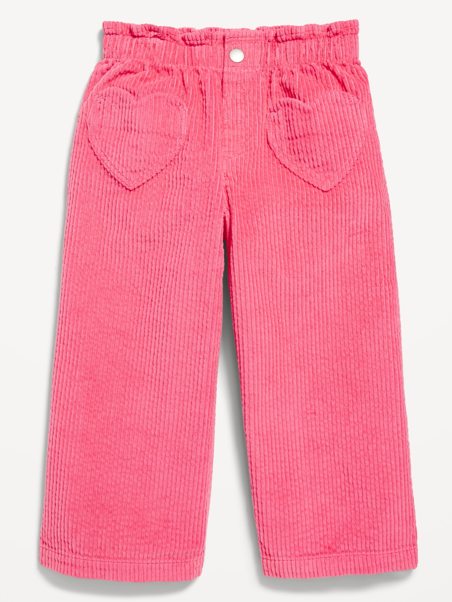 High Waisted Heart Pocket Wide Leg Corduroy Pants for Toddler Girls