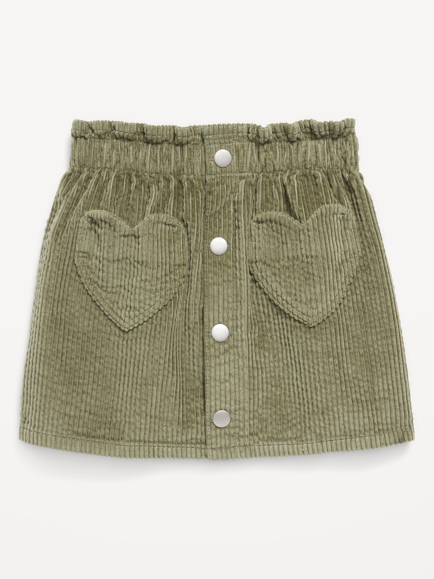 Heart-Pocket Button-Front Skirt for Toddler Girls