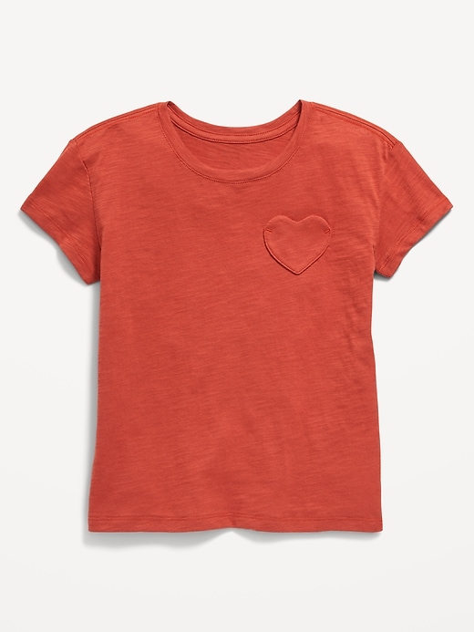 View large product image 1 of 1. Softest Short-Sleeve Heart-Pocket T-Shirt for Girls