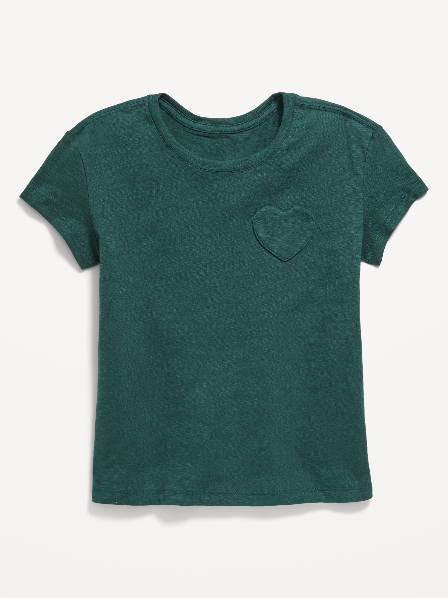 Softest Short-Sleeve Heart-Pocket T-Shirt for Girls - Green