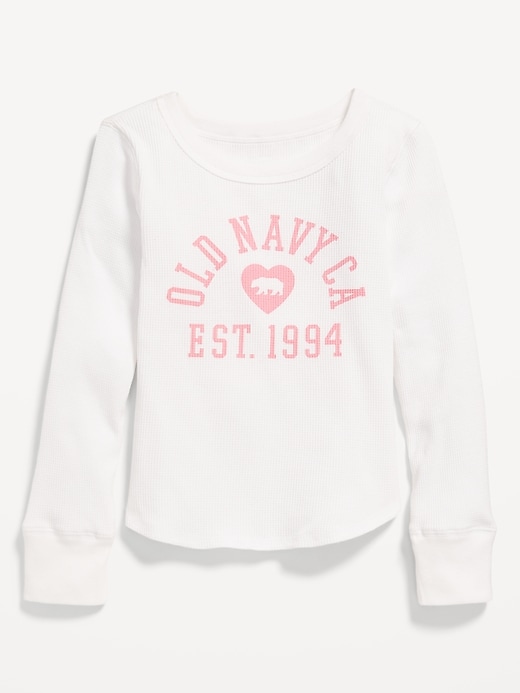 View large product image 1 of 1. Long-Sleeve Logo-Graphic Thermal-Knit T-Shirt for Girls