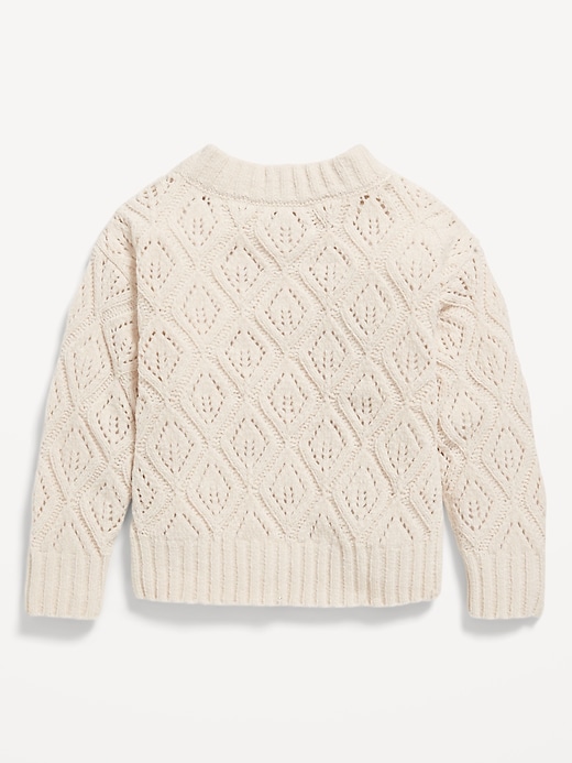 View large product image 2 of 2. Crew-Neck Pointelle-Knit Sweater for Toddler Girls