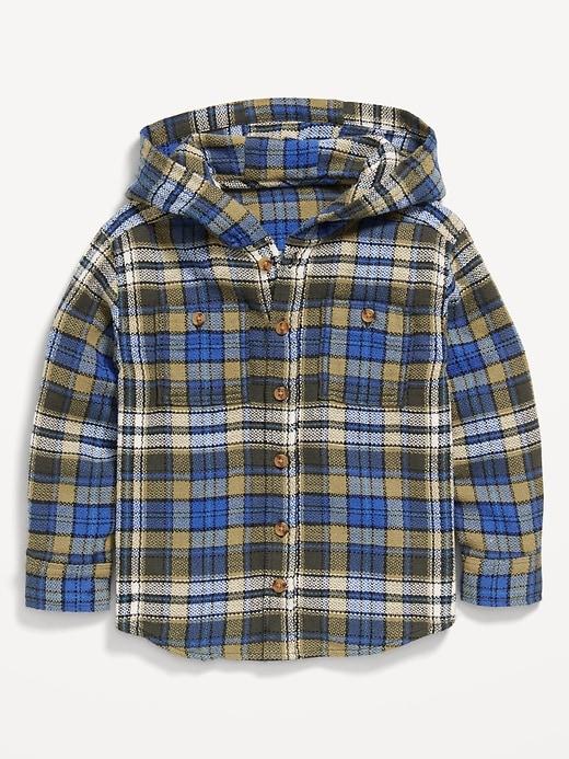 View large product image 1 of 2. Long-Sleeve Hooded Flannel Shirt for Toddler Boys