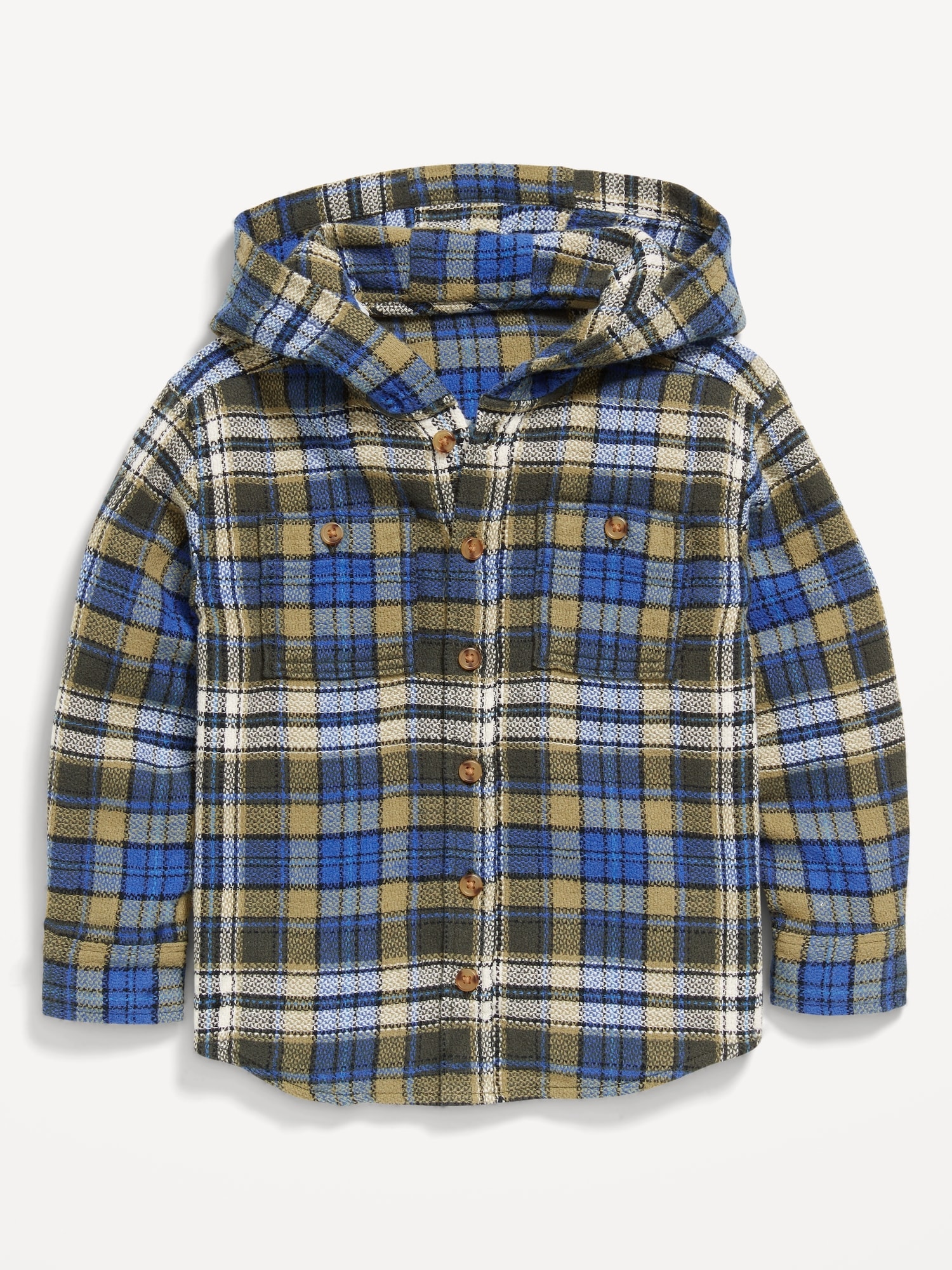 Long-Sleeve Hooded Flannel Shirt for Toddler Boys