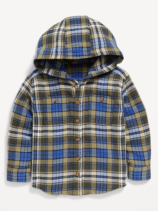 View large product image 2 of 2. Long-Sleeve Hooded Flannel Shirt for Toddler Boys