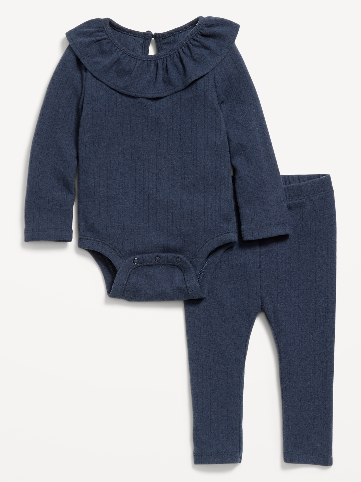 Ruffled Pointelle-Knit Bodysuit and Pants Set for Baby