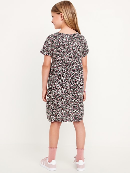 View large product image 2 of 3. Loose Short-Sleeve Crepe Dress for Girls